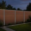 Composite Fence Panels, Angled Piece & LED Posts 6ft x 25ft - Brown