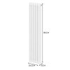Traditional 3 Column Radiator 1800mm x 292mm Modern Central Heating Heater Gloss White Carbon Steel Vertical Wall Mounted Kitchen Living Room Bathroom Cleaning Brush Fixing Kit & Brackets
