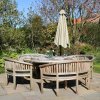 3m Cantilever Garden Parasol Banana Hanging Umbrella Winding Crank Shade Patio Outdoor Sun Shade Tilt UV Protection | Cream Square Base