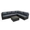 Rattan Modular 7 Piece Furniture Set & 996L Storage Box - Black