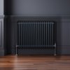 Traditional 2 Column Radiator 600mm x 832mm Modern Central Heating Heater Anthracite Matt Grey Carbon Steel Horizontal Wall Mounted Kitchen Living Room Bathroom Cleaning Brush Fixing Kit & Brackets