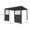 Anthracite Aluminium Pergola With White Blinds & 2 Shutter Panels - 3m x 4m