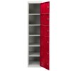 MonsterShop 3 x Metal Lockers, 6 Doors Storage, Red & Grey Metal Lockable Unit Staff School Gym Changing Room