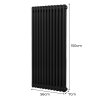 Traditional 2 Column Radiator 1500mm x 562mm Modern Central Heating Heater Matt Black Carbon Steel Vertical Wall Mounted Kitchen Living Room Bathroom Cleaning Brush Fixing Kit & Brackets