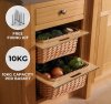 3 x Pull out Wicker Basket Drawer 400mm Kitchen Storage Solution Larder Base Unit Cupboard with Handle Rustic Beech Wood Farmhouse Style 100% Handmade Rattan FREE Fixing Kit Included