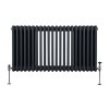 Traditional 3 Column Radiator 600mm x 1012mm Modern Central Heating Heater Matt Anthracite Grey Carbon Steel Horizontal Wall Mounted Kitchen Living Room Bathroom Cleaning Brush Fixing Kit & Brackets