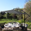 3m Cantilever Garden Parasol Banana Hanging Umbrella Winding Crank Shade Patio Outdoor Sun Shade Tilt UV Protection | Grey Square Base