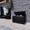 Rattan Garden Storage Black Box & Waterproof Carry Bag Large Cushion Blanket Tools Toys Furniture Chest 582L Outdoor Patio Deck Steel Frame UV & Weather Resistant Gas Assisted Lift Lid Portable Wheels