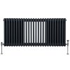 Traditional 3 Column Radiator 600mm x 1192mm Modern Central Heating Heater Matt Anthracite Grey Carbon Steel Horizontal Wall Mounted Kitchen Living Room Bathroom Cleaning Brush Fixing Kit & Brackets