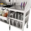 Mobile Cocktail Bar Station Stainless Steel Event Prep Serving Counter Wheels Insulated Ice Wells Shelves Sink Mixer Tap Speed Rail Gastro Pots Knife Holder Whiteboard Boston Shaker Magnets & Erasers