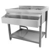 Cocktail Bar Station Ice Well & Modular Corner Unit Stainless Steel Workstation Sink Mixer Tap Speed Rail Removable Dividers Bin Void Splashback Adjustable Feet 2 Connector Brackets & Cocktail Shaker
