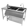 Cocktail Bar Station Ice Well & Modular Corner Unit Stainless Steel Workstation Sink Mixer Tap Speed Rail Removable Dividers Bin Void Splashback Adjustable Feet 2 Connector Brackets & Cocktail Shaker
