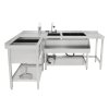 Cocktail Bar Station Ice Well & Modular Corner Unit Stainless Steel Workstation Sink Mixer Tap Speed Rail Removable Dividers Bin Void Splashback Adjustable Feet 2 Connector Brackets & Cocktail Shaker