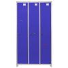 MonsterShop 3 Door Wide Steel Storage Lockers, Blue & Grey Metal Lockable Unit, School Staff Gym Changing