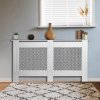 Radiator Cover White MDF Trellised Grill Modern Cabinet Shelf 1515mm
