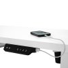 Electric Standing Desk 120 x 60cm White Height Adjustable Ergonomic Sit Stand Computer Workstation Built In Drawer USB A & C Charging Cable Holes & Tray Bag Hook Office Table Timer Memory Smart Panel