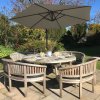 3m Cantilever Garden Parasol Banana Hanging Umbrella Winding Crank Shade Patio Outdoor Sun Shade Tilt UV Protection | Beige Square Base