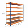 Garage Racking S-Rax Shelving Unit 6 Shelf 180cm x 180cm x 60cm Rack Heavy Duty Steel 300kg Capacity Per Shelf Adjustable Layout Boltless Assembly Rubber Feet 3 Reinforced Support Bars Warehouse