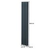 Oval Column Radiator 1600mm x 240mm Modern Designer Double Panel Central Heating Heater Matt Anthracite Grey Carbon Steel Vertical Kitchen Living Room FREE Cleaning Brush Fixing Kit & Brackets
