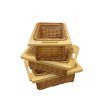 3 x Pull out Wicker Basket Drawer 400mm Kitchen Storage Solution Larder Base Unit Cupboard with Handle Rustic Beech Wood Farmhouse Style 100% Handmade Rattan FREE Fixing Kit Included