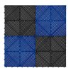 Vented Modular Interlocking Flooring Tiles & Edges 120 Black & 120 Blue Double Garage Heavy Duty Floor Mat Showroom Workshop Outdoor Polypropylene Anti Slip Weather Resistant Drainage 6m x 6m 36m2