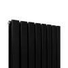 Designer Radiators 180 x 56cm Flat Panel Modern Central Heating Matt Black Vertical Column Double Panel Wall Mounted Slimline Kitchen Living Room Bathroom Commercial Cleaning Brush & Fixing Kit