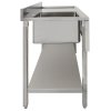 Catering Sink Stainless Steel Commercial Kitchen Restaurant Bar Utility Single Bowl Right Hand Drainer Free Standing Lower Storage Shelf Adjustable Feet Splashback 90 x 120 x 60cm FREE Strainer Plug