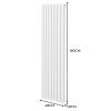 Oval Column Radiator 1800mm x 480mm & TRV Chrome Valves Modern Designer Double Panel Central Heating Heater White Steel Vertical Kitchen Living Room FREE Cleaning Brush Fixing Kit & Brackets