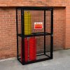 Gas Bottle Cage 184 x 116 x 57cm Collapsible Mesh Secure Cylinder Storage Galvanised Steel 3mm Wire Thickness 6 x 19kg / 2 x 47kg Propane Bottles Removable Shelf FREE Warning Sign, Padlock & 2 Keys