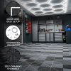 Vented Modular Interlocking Flooring Tiles 60 Black & 60 Grey With Edges & Hexagon LED Lighting 14 White Lights & Border 6500K 3 Mount Options & Suspended Ceiling Kit Single Garage Floor Mat 3.2m x 6m