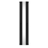 Oval Panel Radiator With Mirror 1800mm x 380mm Modern Designer Double Column Vertical Heater Matt Black Carbon Steel Wall Mounted Kitchen Living Room Cleaning Brush Fixing Kit & Brackets