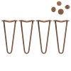 4Pcs Hairpin Table Legs Heavy-duty DIY Furniture Metal Steel Sturdy Industrial With FREE Screw Pack And FREE Protector Feet Antique Copper 2 Prong Rods 12 Inch Height 10mm Thickness