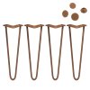 4Pcs Hairpin Table Legs DIY Furniture Industrial Style Desk Heavy-duty Sturdy Weld Steel Metal With FREE Protector Feet And Screw Pack Antique Copper 2 Prong Rods 16 Inch Height 10mm Thickness