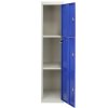 MonsterShop 3 x Blue 3 Door Metal Storage Lockers, Blue & Grey Steel Lockable Unit, Gym Changing Room School Staff Locker