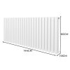 Oval Column Radiator 600mm x 1440mm & TRV Chrome Valves Modern Designer Double Panel Central Heating Heater White Steel Horizontal Kitchen Living Room FREE Cleaning Brush Fixing Kit & Brackets