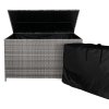 Rattan Corner Dining Set & Garden Storage Box Grey 9-Seater L Sofa Stools Glass Table Large Cushion Furniture Chest 582L Outdoor Patio Steel Frame UV Resistant FREE Waterproof Carry Bag & Rain Cover