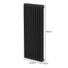 Traditional 3 Column Radiator 1800mm x 472mm Modern Central Heating Heater Matt Black Carbon Steel Vertical Wall Mounted Kitchen Living Room Bathroom Cleaning Brush Fixing Kit & Brackets