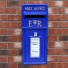 Royal Mail Post Box Scottish with Floor Stand ER Cast Iron Wall Mounted Wedding Authentic Pillar Replica Lockable Post Office Letter Box Blue