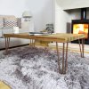 4Pcs Hairpin Table Legs Heavy-duty Industrial DIY Furniture Steel Sturdy Metal With FREE Protector Feet And Screw Pack Antique Copper 2 Prong Rods 12 Inch Height 12mm Thickness