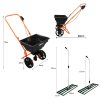 Lawn Leveller & Rotary Spreader Gritter Fertiliser Garden Levelling Rake Lute 100 x 32cm Green Removable Extendable Handle 1.15 - 1.9m Easy Grip 25kg Capacity Salt Grit Sand Seed Rain Cover & Gloves