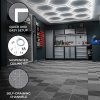 Vented Modular Interlocking Flooring Tiles x 225 Grey With Edges & Hexagon LED Lighting 28 White Lights & Border 6500K 3 Mount Options & Suspended Ceiling Kit Single Garage Floor Mat 6m x 6m 36m2