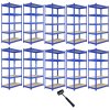 10 x Blue Racking Bay Unit 5 Tier Heavy Duty Steel Metal 200kg capacity Per Shelf Garage Shelves Storage Warehouse Shed Workshop Boltless Shelving 120 x 50 x 180cm Free Rubber Mallet