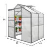 Greenhouse Polycarbonate, Clear, Aluminium Frame, Silver, Growhouse with Window & Sliding Door 6ft x 4ft