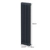 Traditional 3 Column Radiator 1800mm x 292mm Modern Central Heating Heater Matt Anthracite Grey Carbon Steel Vertical Wall Mounted Kitchen Living Room Bathroom Cleaning Brush Fixing Kit & Brackets