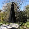 3m Cantilever Garden Parasol Banana Hanging Umbrella Winding Crank Shade Patio Outdoor Sun Shade Tilt UV Protection | Black