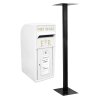 Royal Mail Post Box with Floor Stand ER Cast Iron Wall Mounted Wedding Authentic Pillar Replica Lockable Post Office Letter Box White