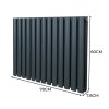 Oval Column Radiator 600mm x 780mm & TRV Chrome Valves Designer Double Panel Central Heating Heater Anthracite Grey Steel Horizontal Kitchen Living Room FREE Cleaning Brush Fixing Kit & Brackets