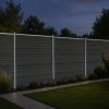Composite Fence Panels, Angled Piece & LED Posts 6ft x 37ft - Grey