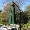 3m Cantilever Garden Parasol Banana Hanging Umbrella Winding Crank Shade Patio Outdoor Sun Shade Tilt UV Protection | Green Square Base