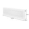 Traditional 3 Column Radiator 300mm x 1012mm Modern Central Heating Heater Gloss White Carbon Steel Horizontal Wall Mounted Kitchen Living Room Bathroom Cleaning Brush Fixing Kit & Brackets